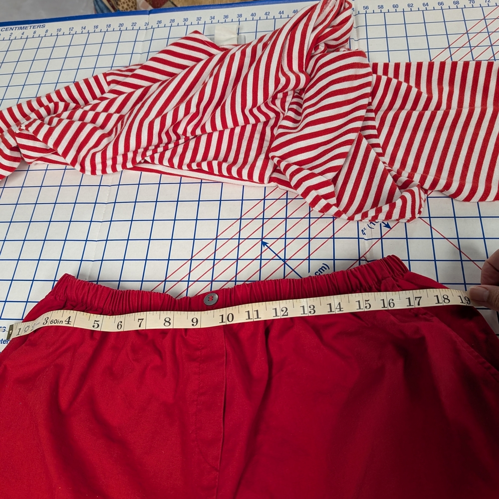 Vintage Maternity Dividends Red and White Striped Top with Dan Howard Red Shorts - Picture 14 of 16
